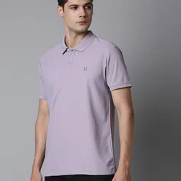 maxzone Men Solid Polo Neck Polyester Purple T-Shirt-picture-38