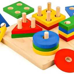 univocean Rainbow Stack Toy and Shape Sorting combo pack image 2