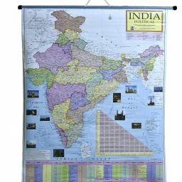WALL HANGING ROLLUP MAP OF POLITICAL INDIA (PIPE MOUNTED) Photographic Paper-image-11