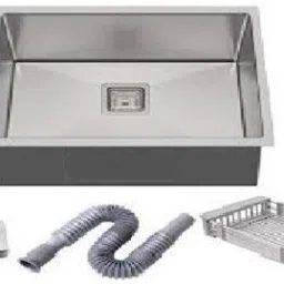 1 Kitchen Sink, Waste Coupling, PVC Waste Pipe, Fruit Basket Handmade SILVER (MATT) Vessel Sink-image-65