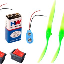 DC Motor 27x33mm + 2 Blade Fan + Switch + Battery Hobby DIY Science Project Kit-3