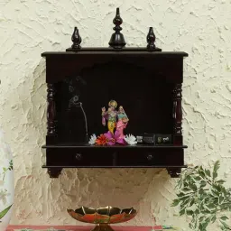 india home wood Mahogany Mango Wood Wall Mounted Mandir Without Door-picture-31