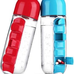 7-DAYS Pill Water Bottle 600 ml Bottle (Pack of 2, Multicolor) Pill Box-picture-33