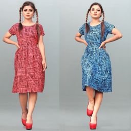 Women Fit and Flare Red Knee Length Dress-image-96