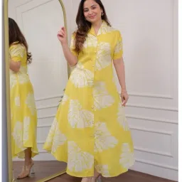 Floral Print Viscose Rayon Stitched Anarkali Gown-image-7