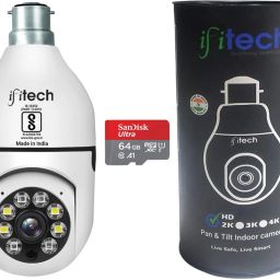 IFITech 3MP Bulb Type PTZ Indoor HD CCTV WiFi Camera | Built In 64GB SD Card Security Camera-1
