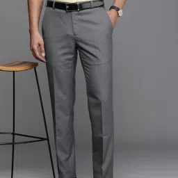 Men Slim Fit Blue Polyester Trousers-image-90