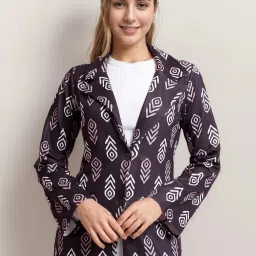 Women Printed Tuxedo Style Casual Blazer-image-82