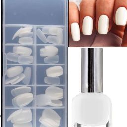 pure white nail polish with Nail Tips Natural Fake Nails-28