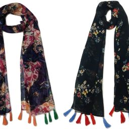 Floral Print Chiffon Women Multicolor Scarf, Stole, Fancy Scarf-image-47