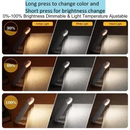 easeking Portable Book Reading Light at night, 3 Eye-Protecting Color, 3 Brightness Level Study Lamp image 2