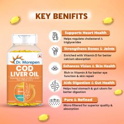 dr. morepen COD Liver Oil Capsules With Natural Omega 3, Vitamin A & D - 100 Softgels image 2