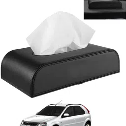 Tissue Holder Black Leatherite/Include Tissue/Save Space For Home/Car/Office-240 Vehicle Tissue Dispenser-picture-0
