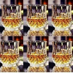 (Pack of 6) Crystal Diamond Imported Whiskey Glasses, Serving Glass Red Wine Glass Set Whisky Glass-picture-1