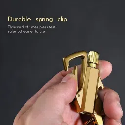 wbd 3 in 1 Keychain Lighter Cigarette Flint Lighter + Keyring + Bottle Opener Fire Starter Match Sticks Golden Polished Waterproof Pocket Lighter image 5
