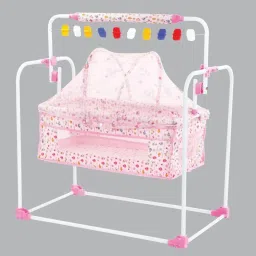 Baby cot bassinet / cradle/crib/palna with mosquito net pinkjhulla Bassinet-image-42