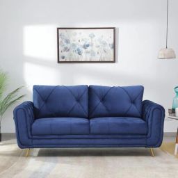 casacraft from pepperfry Nelida Velvet 3 Seater Sofa In Royal Blue-picture-12