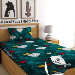 250 TC Cotton Single Printed Fitted (Elastic) Bedsheet-14