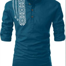 Men Solid, Self Design Cotton Blend Straight Kurta-image-76