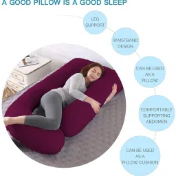 Pregnancy G Shape for Pregnant/Maternity Back Pain Relief, HIPS & Belly Support Microfibre Solid Pregnancy Pillow Pack of 1-image-88