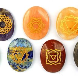 Certified 7 Chakra Symbol Engraved Set Healing Gemstone for Vastu Reiki Healing Crystal Yantra-image-49