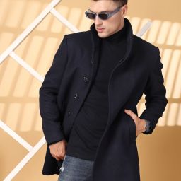 Tweed Solid Coat For Men-image-84