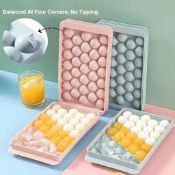 Combo Ice Cube Maker Mold for Freezer, Circle Ice Chilling Cocktail Tea & Coffee Blue, Pink Plastic Ice Ball Tray-16