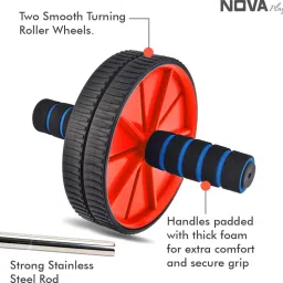 nova play Double Wheel Ab Exerciser with Padded Grip Ab Exerciser image 3