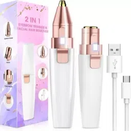 Maniya brothers 2 In 1 Eyebrow Trimmer and Painless Hair Remover women Face, Lips, Nose Shaver Trimmer 70 minRuntime 0 Length Settings-image-48