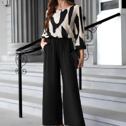 Printed, Solid Women Jumpsuit-image-3