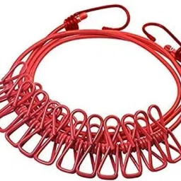 Portable Drying Rope with 12 Clips and 2 Hooks Nylon Retractable Clothesline-image-2