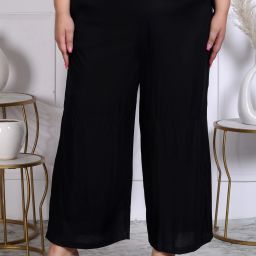 Women Relaxed Black Viscose Rayon Trousers-image-22
