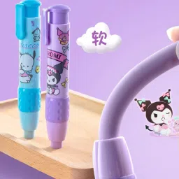 atrate Kuromi Pattern Erasers Retractable Pen Shape Push Non-Toxic Eraser image 4