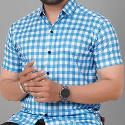 metronaut Men Regular Fit Checkered Spread Collar Casual Shirt-picture-4