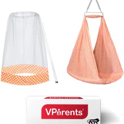 Toddler Baby Swing Cradle with Mosquito Net and Spring-image-1