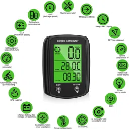 shivexim Universal 19 Functions IP54 Waterproof Bicycle Speedometer Odometer Wireless Cyclocomputer image 4