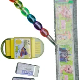 Scale 20 cm With Ball Game 2 Eraser 3 in 1 Pencil Sharpener and Pencil Pencil-1