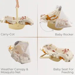 joyride Comfy Nest 5 in 1 Multi Purpose Carry Cot | Adjustable Handle | Anti-Mosquito | Rocker and Bouncer image 5