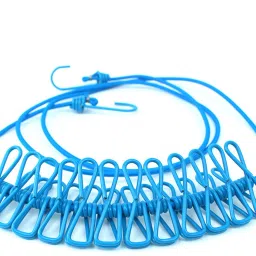 Clothes Drying Ropes with Hook 12 Clips, Elastic Cloth Hanging Rope for Drying Steel Retractable Clothesline-image-29