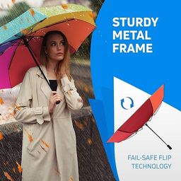 wezoshinet Portable Auto Travel Umbrella - Umbrellas for Rain Windproof, Strong Umbrella for Wind and Rain, Auto Open/Close Button and Perfect Car Umbrella for Men image 5