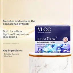 VLCC Set of Insta Glow Diamond Bleach & Diamond Facial Kit - 60 g each image 3
