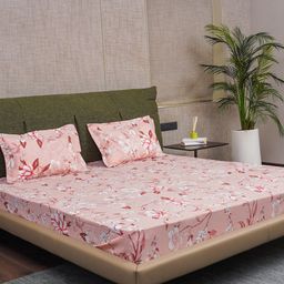 URBAN SPACE Serene White Floral Cotton 200 TC King Bedsheet With 2 Pillow Covers-image-20