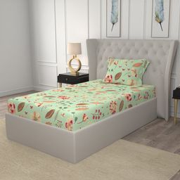 URBAN SPACE Florence Sage Green 200 TC Floral Single Bedsheet-image-84