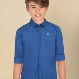 Allen Solly Junior Boys Spread Collar Solid Cotton Slim Fit Casual Shirt-image-97