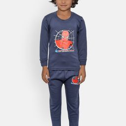BODYCARE INSIDER Boys Navy Blue Spiderman Print Thermal Set-image-12