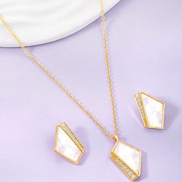 Peora Gold Plated Synthetic Stone & CZ Studded Jewellery Set-image-51