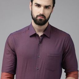 Arrow Men Purple Original Slim Fit Pure Cotton Formal Shirt-image-27