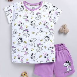 YK X Minute Mirth Girls Peanuts Printed Pure Cotton T-shirt with Shorts-picture-22