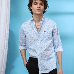 The Indian Garage Co Men Blue Slim Fit Printed Casual Shirt-image-73