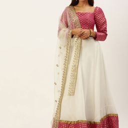 Ethnovog Pink  White Ready to Wear Jacquard Lehenga  Blouse With Dupatta-picture-27